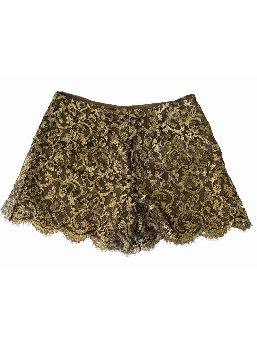 Rugby Ralph Lauren Gold Lace Overlay Brown Shorts